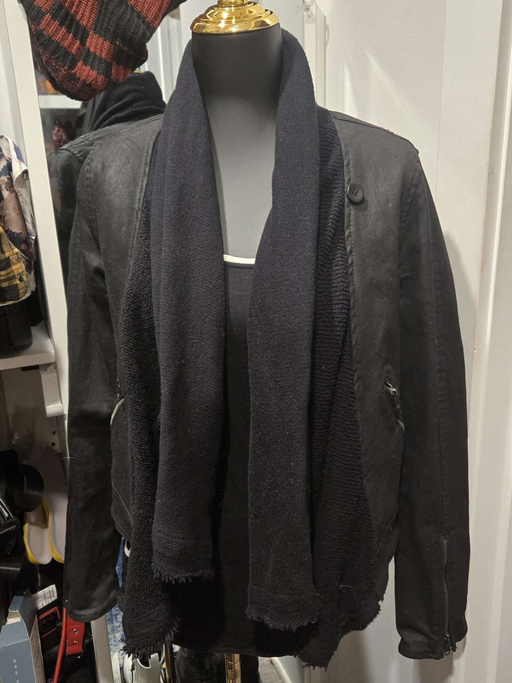 Free People Black Utility Moto Jacket with Drape Front